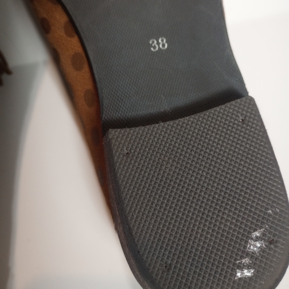 L'ARTISTE by Spring Step Klasik Camel Polka Dot Suede Tasseled Loafers SZ 38 - Picture 10 of 10